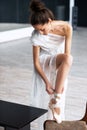 Young ballet dancer - Harmonious pretty woman posing in studio