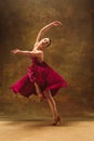 Young ballet dancer - Harmonious pretty woman with tutu posing in studio - Royalty Free Stock Photo