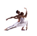Young ballet dancers performing on white