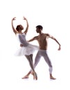 Young ballet dancers performing on white Royalty Free Stock Photo