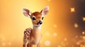 Young bambi deer, roe deer, beautiful, light brown with white spots
