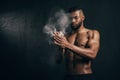 young bare-chested african american sportsman Royalty Free Stock Photo