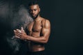 young bare-chested african american sportsman Royalty Free Stock Photo