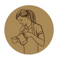 Young barista woman. Vector illustration. Woman in a coffee bar. Coffee concept. Restaurant concept.