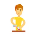Young bartender man character standing at the bar counter Illustration Royalty Free Stock Photo