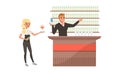 Young Bartender Man and Woman Making Cocktails and Mixing Alcoholic Beverages Vector Illustration Set