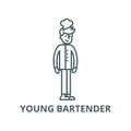 Young bartender vector line icon, linear concept, outline sign, symbol