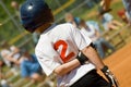 Young Baseball Player on Base Royalty Free Stock Photo