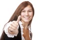 Young Bavarian Woman in Dirndl shows thumb up