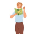 Young Bearded Man Character with Recycle Book Caring about Planet and Saving Ecosystem Vector Illustration