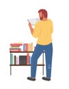 Young bearded man reading book vector illustration Royalty Free Stock Photo