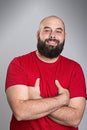 Young bearded man in red shirt Royalty Free Stock Photo