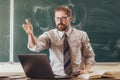 Young Bearded Professor Asking His Students a Question Royalty Free Stock Photo