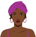 African woman with purple turban, illustation