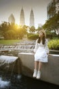 Young beautiful Asain Woman is enjoy traveling in Kuala Lumpur