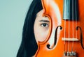 Young beautiful asian girl with her violin Royalty Free Stock Photo