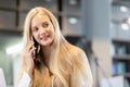 Young beautiful attractive woman calling with mobile phone. female smile talking with cell telephone. conversation enjoy with Royalty Free Stock Photo