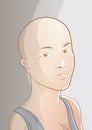 Young beautiful bald headed girl. Vector illustration decorative background design Royalty Free Stock Photo