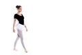 Young beautiful ballet dancer isolated over white background