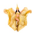 Young beautiful belly dancer in a gold costume Royalty Free Stock Photo