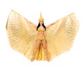 Young beautiful belly dancer in a gold costume Royalty Free Stock Photo