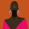 Young beautiful black skin woman in ethnic style.