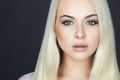 Young Beautiful blond woman.Beauty Girl.green cat eyes.make-up Royalty Free Stock Photo