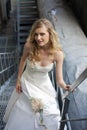 Young beautiful blonde woman in bridal dress Royalty Free Stock Photo