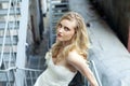 Young beautiful blonde woman in bridal dress Royalty Free Stock Photo