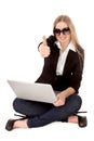 Young beautiful blonde woman having online shopping Royalty Free Stock Photo