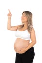 Young beautiful blonde woman pregnant expecting baby over isolated white background with a happy and cool smile on face Royalty Free Stock Photo