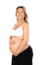 Young beautiful blonde woman pregnant expecting baby over isolated white background with a happy and cool smile on face Royalty Free Stock Photo