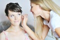 Young beautiful bride applying wedding make-up Royalty Free Stock Photo