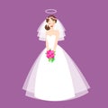 Young beautiful bride is in an elegant wedding dress. Vector illustration for your design.Invitation, greeting card Royalty Free Stock Photo