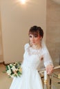 Young beautiful bride in the expensive interior, wedding day 1 Royalty Free Stock Photo