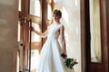 Young beautiful bride in the expensive interior, wedding day 1 Royalty Free Stock Photo
