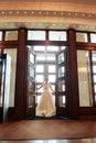 Young beautiful bride in the expensive interior, wedding day 1 Royalty Free Stock Photo