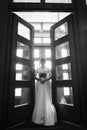 Young beautiful bride in the expensive interior, wedding day 1 Royalty Free Stock Photo