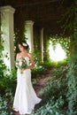 Young beautiful bride with hairstyle and makeup