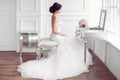 Young beautiful bride preparation at home