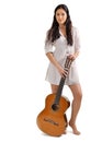 Young beautiful brunette girl with acoustic guitar Royalty Free Stock Photo