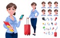 Young beautiful business woman cartoon character