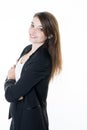 young beautiful business woman in the office Crossed arms Royalty Free Stock Photo