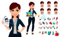 Young beautiful business womanYoung beautiful business woman, set of body parts, emotions and things. Royalty Free Stock Photo