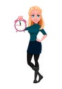 Young beautiful business womanYoung beautiful business woman holding alarm clock. Royalty Free Stock Photo