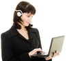 Young beautiful call center female operator Royalty Free Stock Photo
