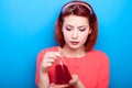 Young beautiful chemist woman holding a scientific tube in hands Royalty Free Stock Photo