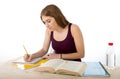 Young beautiful college student girl studying happy confident and positive Royalty Free Stock Photo