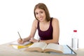 Young beautiful college student girl studying happy confident and positive Royalty Free Stock Photo