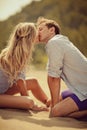 Young beautiful couple on the beach Royalty Free Stock Photo